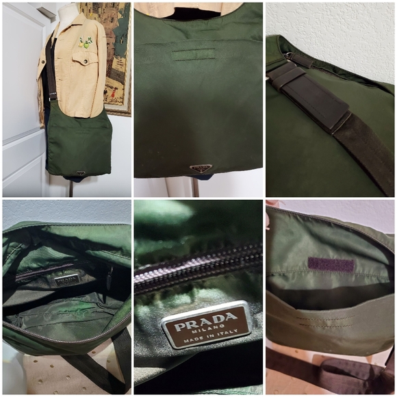 PRADA VINTAGE EBANO GREEN TESSUTO SPORT NYLON WOMEN'S CROSS BODY BAG - … - Picture 2 of 16
